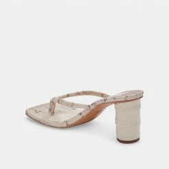 DOLCEVITA SANDALS RHYE HEELS LT TAUPE EMBOSSED STELLA