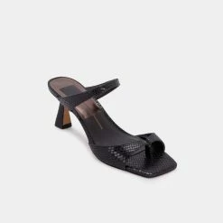 DOLCEVITA TANIKA HEELS ONYX SNAKE PRINT LEATHER