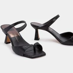 DOLCEVITA TANIKA HEELS ONYX SNAKE PRINT LEATHER