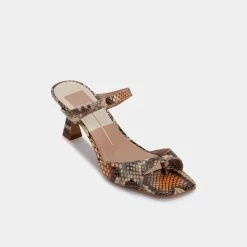 DOLCEVITA TANIKA HEELS TAN MULTI SNAKE PRINT