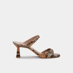 DOLCEVITA TANIKA HEELS TAN MULTI SNAKE PRINT