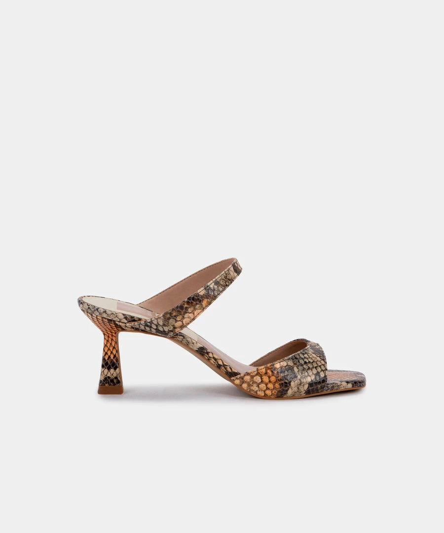 DOLCEVITA TANIKA HEELS TAN MULTI SNAKE PRINT