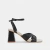 DOLCEVITA TIKI HEELS BLACK EMBOSSED LEATHER SANDALS