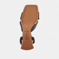 DOLCEVITA TIKI HEELS BLACK EMBOSSED LEATHER SANDALS