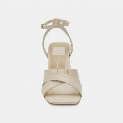 DOLCEVITA TIKI HEELS CREAM LEATHER SANDALS
