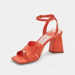 DOLCEVITA SANDALS TIKI HEELS PERSIMMON LEATHER