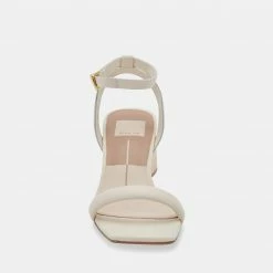 DOLCEVITA MODI HEELS IVORY LEATHER SANDALS