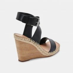DOLCEVITA NEZZA WEDGES BLACK LEATHER SANDALS