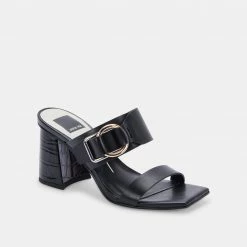 DOLCEVITA SANDALS PALYCE HEELS BLACK LEATHER