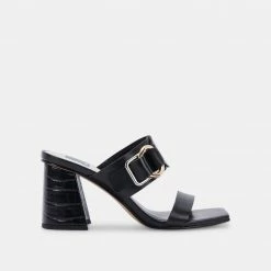 DOLCEVITA SANDALS PALYCE HEELS BLACK LEATHER