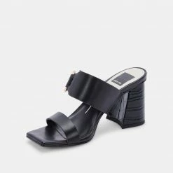 DOLCEVITA SANDALS PALYCE HEELS BLACK LEATHER