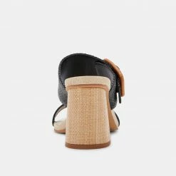 DOLCEVITA SANDALS POSY HEELS BLACK RAFFIA