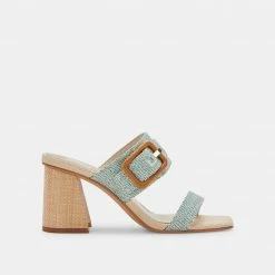 DOLCEVITA SANDALS POSY HEELS MINT RAFFIA