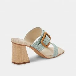 DOLCEVITA SANDALS POSY HEELS MINT RAFFIA
