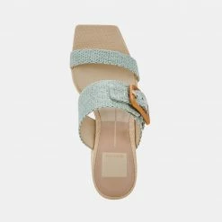 DOLCEVITA SANDALS POSY HEELS MINT RAFFIA