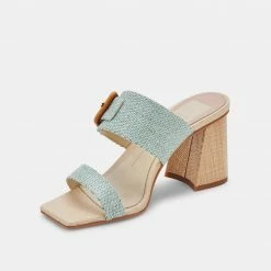 DOLCEVITA SANDALS POSY HEELS MINT RAFFIA