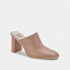 DOLCEVITA PAREZ MULES CAFE LEATHER HEELS