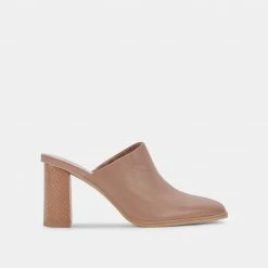 DOLCEVITA PAREZ MULES CAFE LEATHER HEELS