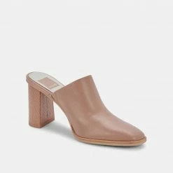 DOLCEVITA PAREZ MULES CAFE LEATHER HEELS