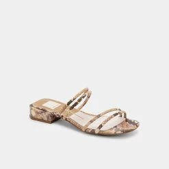 DOLCEVITA HAIZE SANDALS DARK SAND EMBOSSED LEATHER