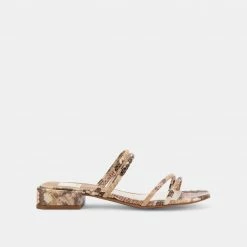 DOLCEVITA HAIZE SANDALS DARK SAND EMBOSSED LEATHER
