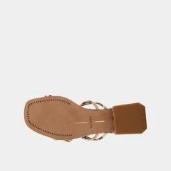 DOLCEVITA HAIZE SANDALS DARK SAND EMBOSSED LEATHER