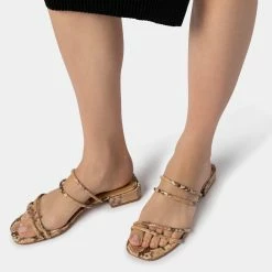 DOLCEVITA HAIZE SANDALS DARK SAND EMBOSSED LEATHER