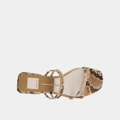 DOLCEVITA HAIZE SANDALS DARK SAND EMBOSSED LEATHER