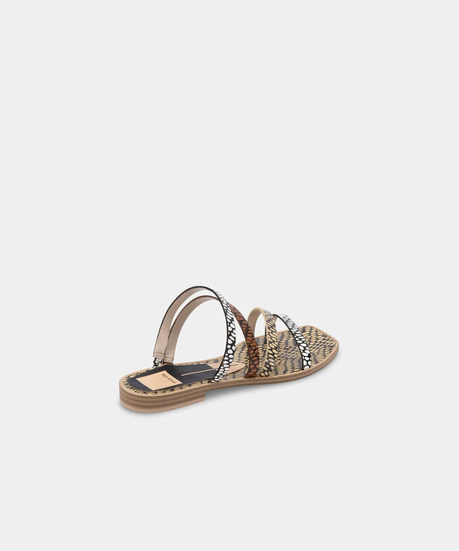 DOLCEVITA IZABEL WIDE SANDALS COGNAC MULTI COBRA SPOTTED STELLA