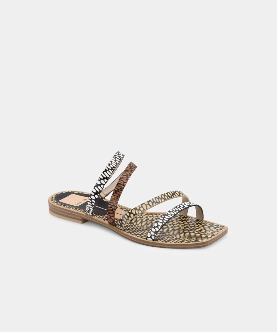 DOLCEVITA IZABEL WIDE SANDALS COGNAC MULTI COBRA SPOTTED STELLA