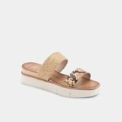 DOLCEVITA PARNI SANDALS DARK SAND EMBOSSED LEATHER