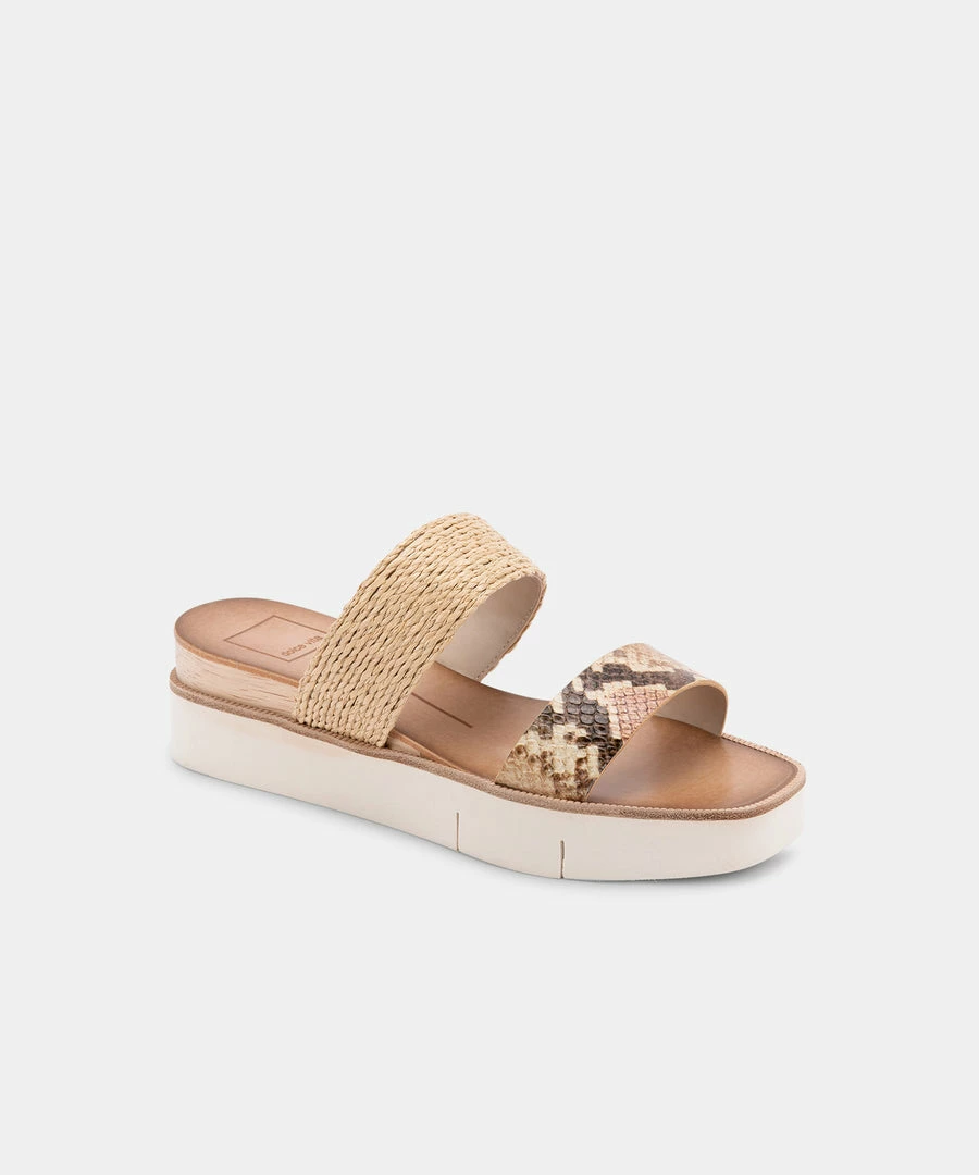 DOLCEVITA PARNI SANDALS DARK SAND EMBOSSED LEATHER