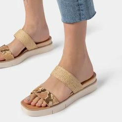 DOLCEVITA PARNI SANDALS DARK SAND EMBOSSED LEATHER