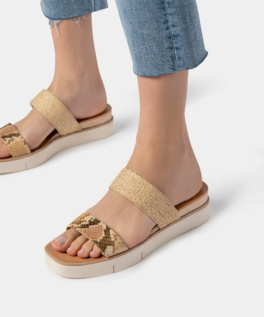 DOLCEVITA PARNI SANDALS DARK SAND EMBOSSED LEATHER