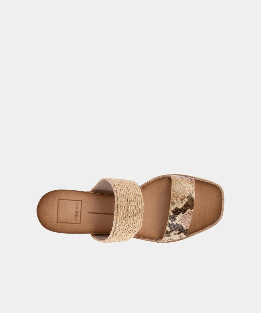 DOLCEVITA PARNI SANDALS DARK SAND EMBOSSED LEATHER