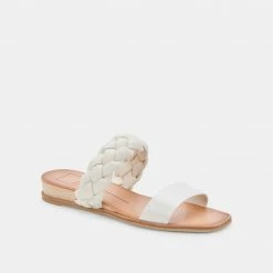 DOLCEVITA PERSEY SANDALS WHITE EMBOSSED LEATHER
