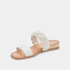 DOLCEVITA PERSEY SANDALS WHITE EMBOSSED LEATHER
