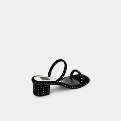 DOLCEVITA RIYA STUDDED WIDE SANDALS BLACK SUEDE