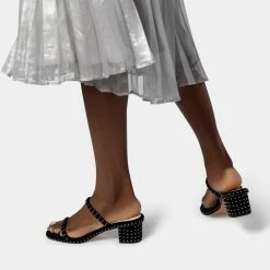 DOLCEVITA RIYA STUDDED WIDE SANDALS BLACK SUEDE