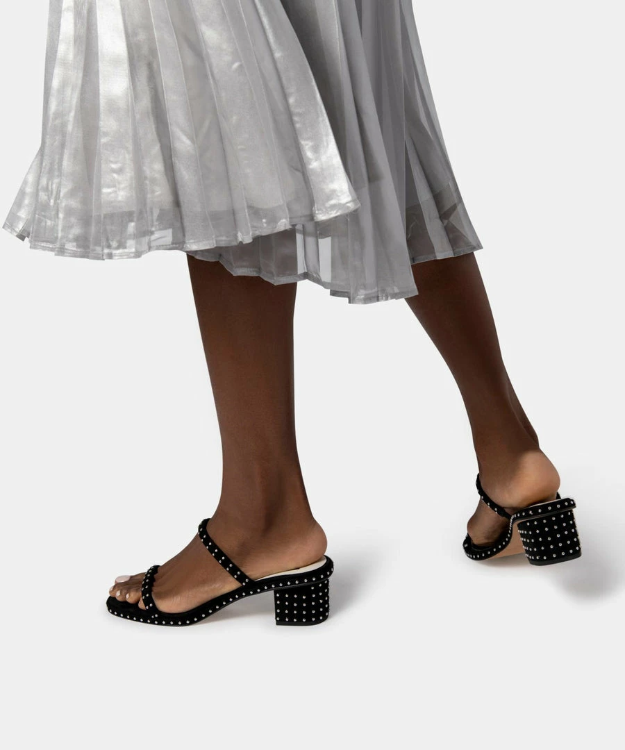 DOLCEVITA RIYA STUDDED WIDE SANDALS BLACK SUEDE