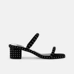 DOLCEVITA RIYA STUDDED WIDE SANDALS BLACK SUEDE
