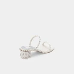 DOLCEVITA RIYA STUDDED WIDE SANDALS OFF WHITE LEATHER