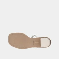 DOLCEVITA RIYA STUDDED WIDE SANDALS OFF WHITE LEATHER
