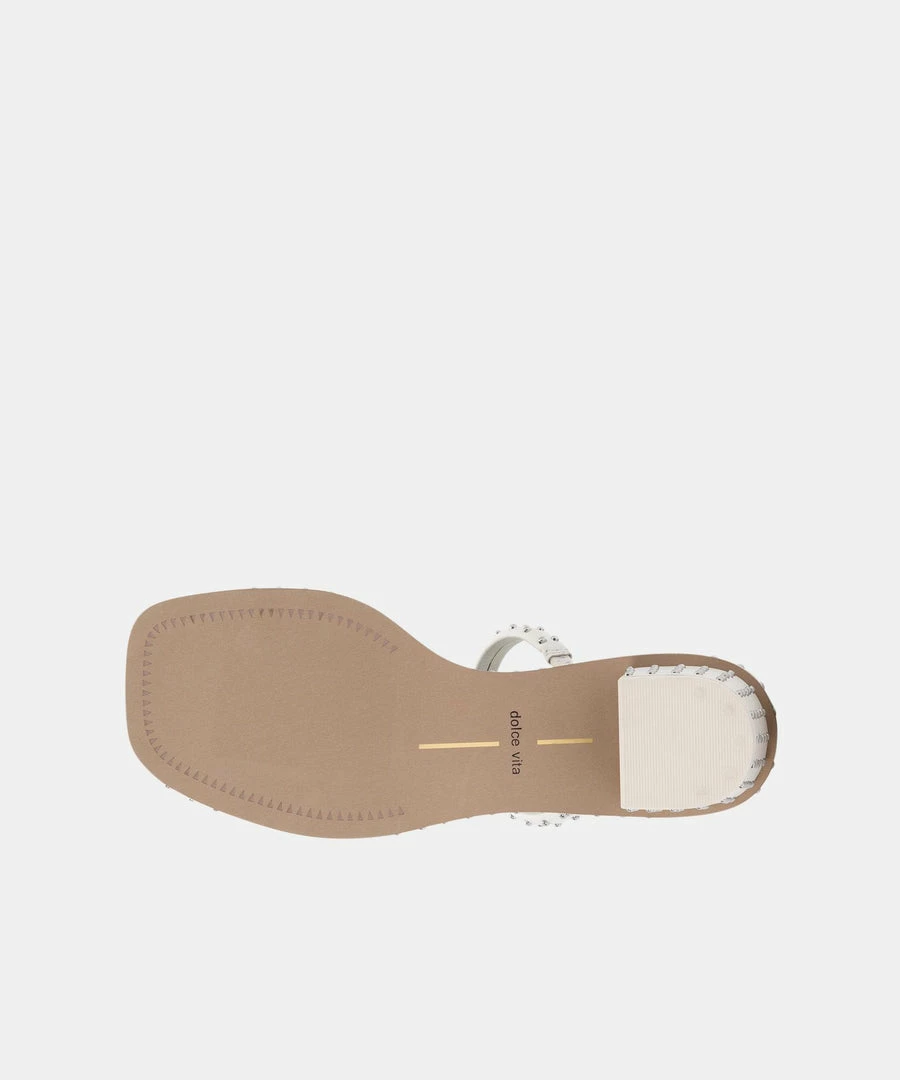 DOLCEVITA RIYA STUDDED WIDE SANDALS OFF WHITE LEATHER