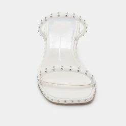 DOLCEVITA RIYA STUDDED WIDE SANDALS OFF WHITE LEATHER