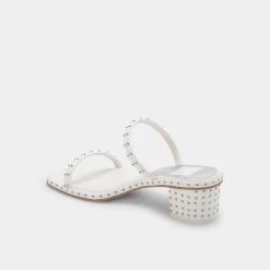DOLCEVITA RIYA STUDDED WIDE SANDALS OFF WHITE LEATHER