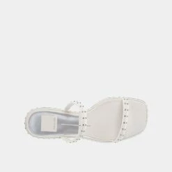 DOLCEVITA RIYA STUDDED WIDE SANDALS OFF WHITE LEATHER