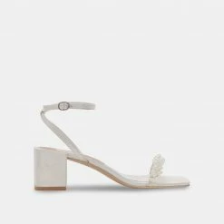 DOLCEVITA SANDALS ZALIMA HEELS IN VANILLA PEARLS