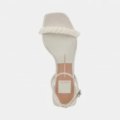 DOLCEVITA SANDALS ZALIMA HEELS IN VANILLA PEARLS