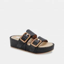 DOLCEVITA CORYN SANDALS BLACK RAFFIA